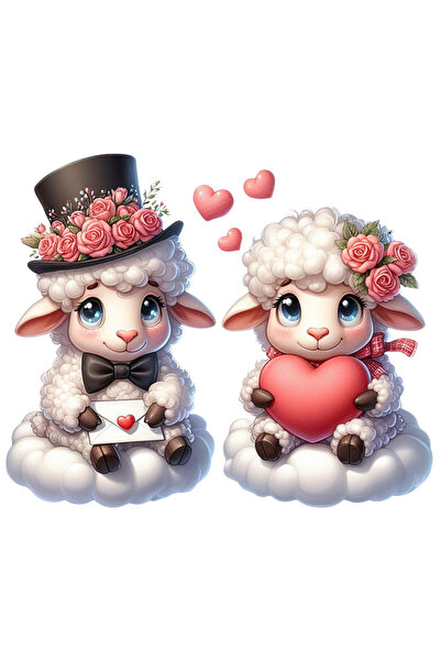 StoryGift Romania Sticker Autocolant 70CM cu o oita si un berbec, ilustratie,...