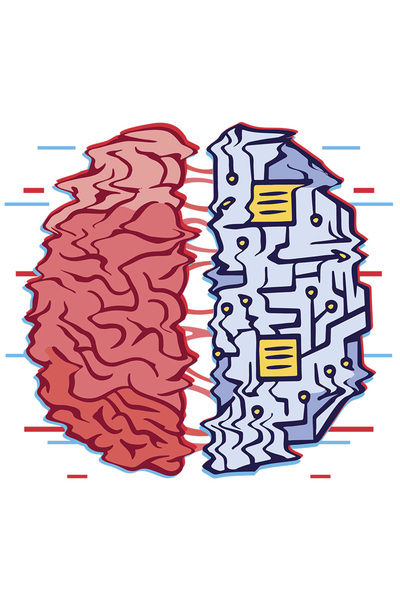 StoryGift Romania Sticker Personalizata Creier Vs Computer, Placa De Baza, Cu Margini Albe, Pvc Vinyl 70 Cm