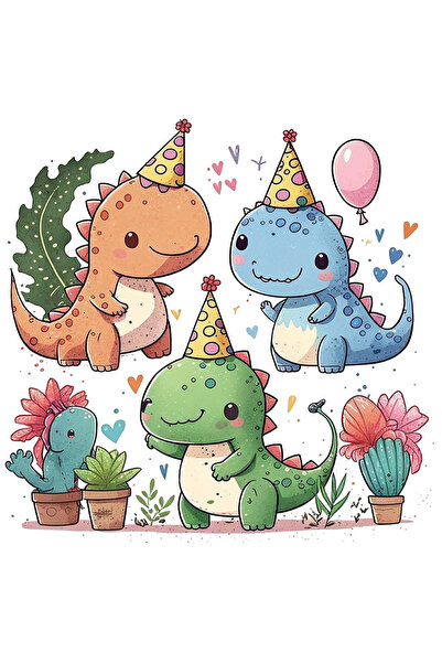 StoryGift Romania Sticker Adeziv 90CM cu pui de dinozaur la o petrecere, basm...