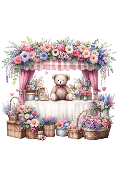 StoryGift Romania Sticker Cu O Taraba Cu Numeroase Flori, Ilustratie, Plante,...