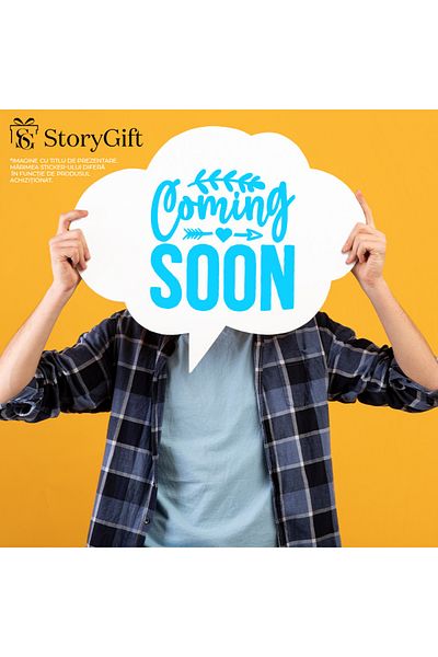 StoryGift Romania Sticker Eticheta 50CM Exterior cu inimioara si textul "Coming soon" - vin in curand , Vinyl Al