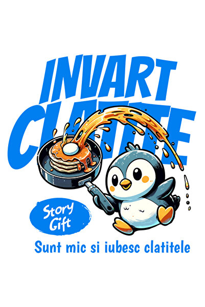 StoryGift Romania Sticker Adeziv 90CM Adeziv pinguin facand clatite, sunt mic...