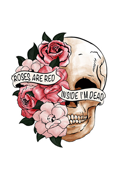 StoryGift Romania Sticker Adeziv 90CM cu un craniu "Roses are red, inside I'm...