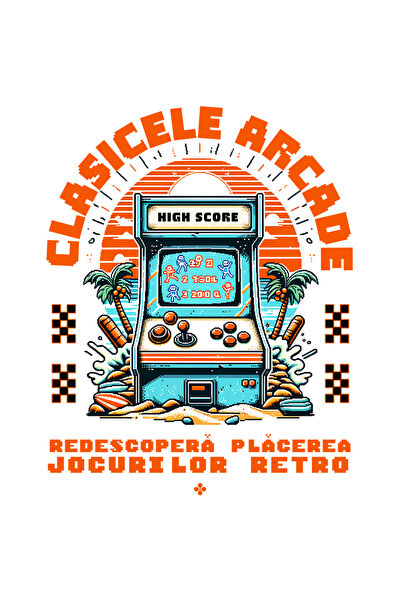 StoryGift Romania Sticker Autocolant 70CM Adeziv Arcade Clasica. Redescopera placerea jocurilor Video Vintige Co