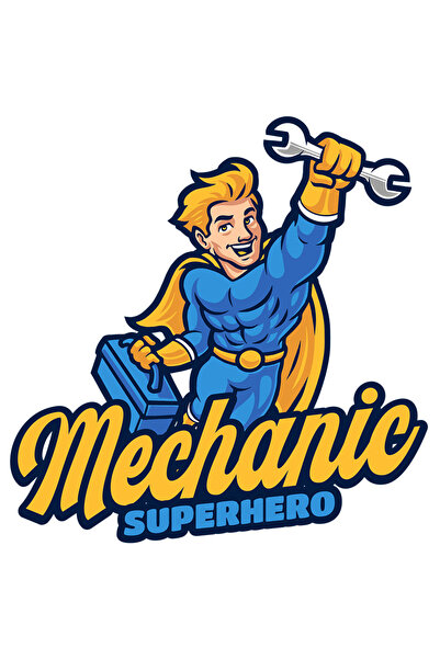 StoryGift Romania Sticker Autocolant 70CM Cu Mesaj In Engleza Mechanic Superhero, Cheie, Cutie Unelte, cu Margi