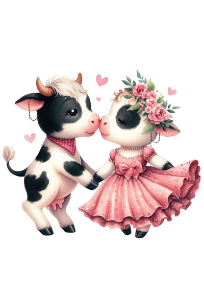 StoryGift Romania Sticker Autocolant 70CM cu o vacuta si un vitel, ilustratie...