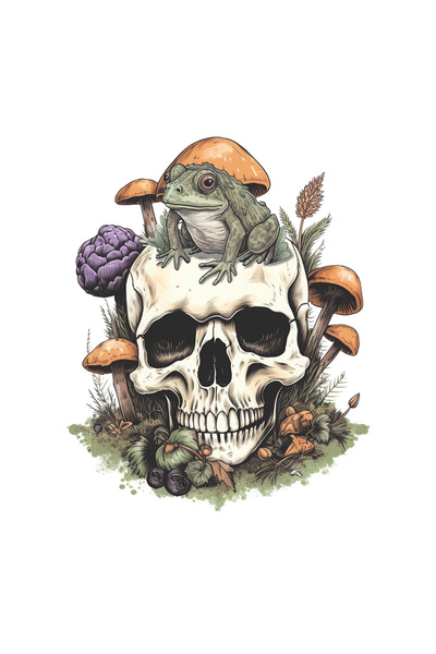 StoryGift Romania Sticker Autocolant 70CM Cu Craniu, Broasca, Ciuperci, Frunz...