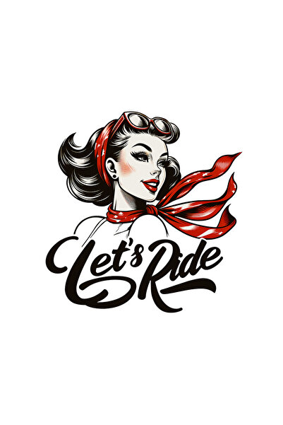 StoryGift Romania Sticker Eticheta 50CM cu mesajul "Let's ride", ilustratie, ...