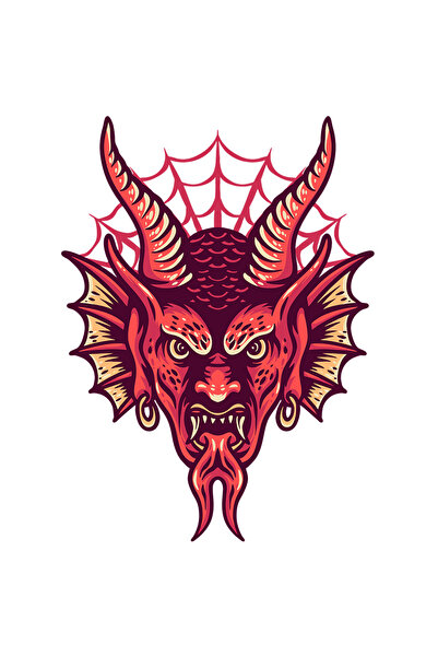 StoryGift Romania Sticker Eticheta 50CM Cu Demon, Diavol, Cercei, Panza De Paianjen, Coarne, cu Margini Albe, P