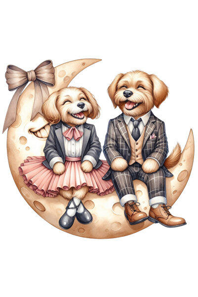 StoryGift Romania Sticker Adeziv 90CM cu o catelusa si un catel care stau pe ...