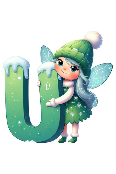 StoryGift Romania Sticker Eticheta 50CM cu o fetita zana care tine litera "U"...