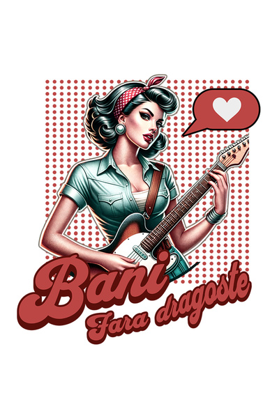 StoryGift Romania Sticker Autocolant 70CM Adeziv Fata Retro cu Chiatar Text B...