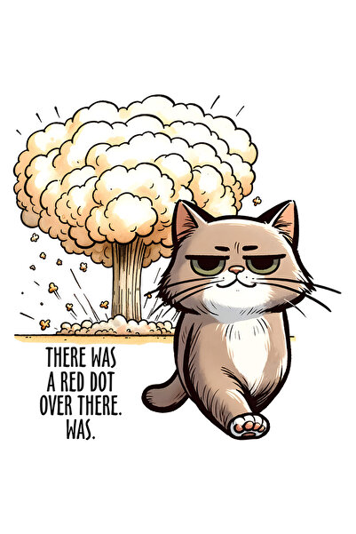 StoryGift Romania Sticker Autocolant 70CM cu o pisicuta care a provocat o explozie cu mesajul "There was a red d