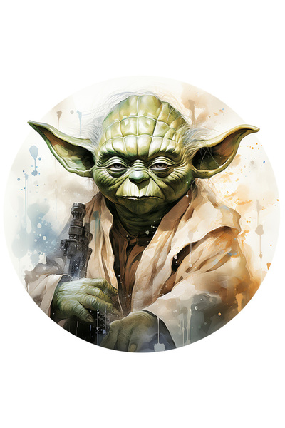 StoryGift Romania Sticker Adeziv 90CM Cu Yoda, Jedi, Sabie Laser, Star Wars, Cerc, Ilustratie, cu Margini Albe,