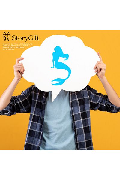 StoryGift Romania Sticker Adeziv 90CM Exterior cu o sirena cu parul lung - slaba , Vinyl Albastru, 90 cm