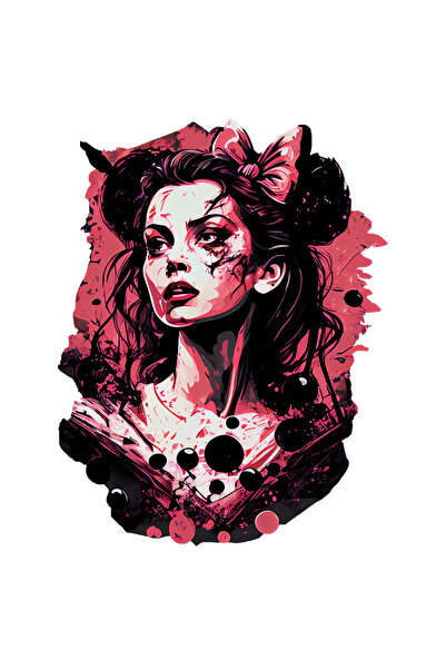 StoryGift Romania Sticker Adeziv 90CM Cu Portret fata Cu Cicatrici, Funda Roz...