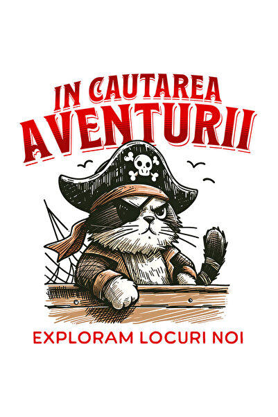 StoryGift Romania Sticker Autocolant 70CM cu Pisica Cu Palarie De Pirat Si Co...