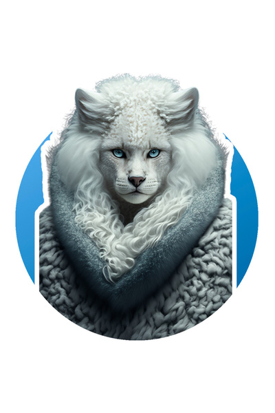 StoryGift Romania Sticker Autocolant 70CM Cu Leopard Alb cu Par Lung Cret, Oc...