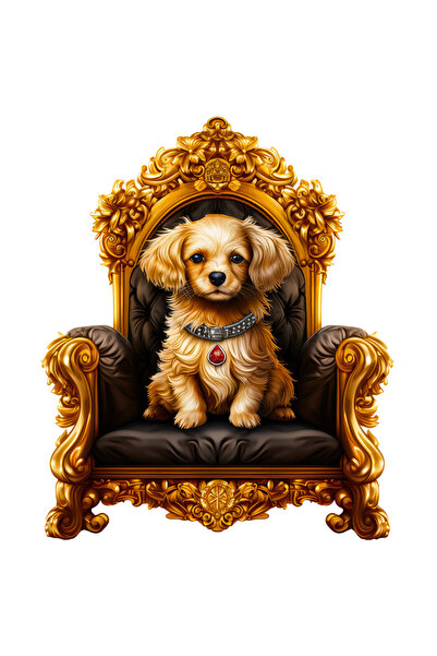 StoryGift Romania Sticker Eticheta 40CM cu un catel care sta pe un scaun de n...