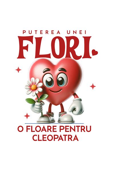 StoryGift Romania Adhesive Sticker 90CM with Happy Heart with Flower Text The Power of a Flower, A Flower for Cleopatra