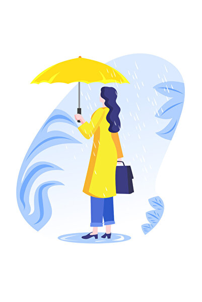 StoryGift Romania Sticker Adeziv 90CM Cu Servieta, Umbrela, Ploaie, cu Margin...