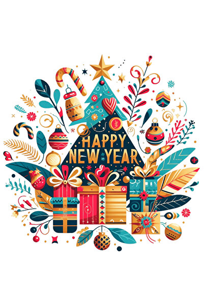 StoryGift Romania Sticker Eticheta 50CM cu un brad de Craciun cu mesajul "Hap...