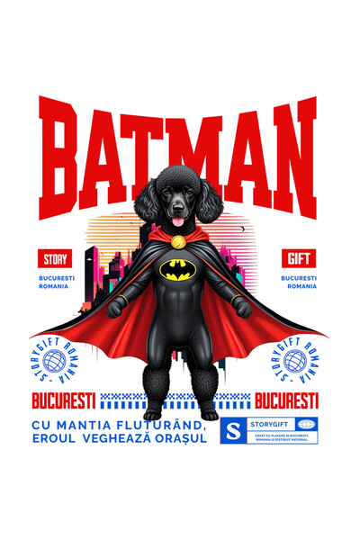 StoryGift Romania Sticker Autocolant 70CM cu Pudel / Poodle Caine In Costum d...