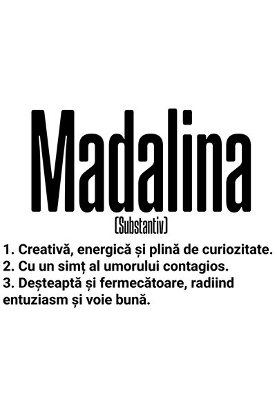 StoryGift Romania Sticker Cu Numele Madalina, Si Mesaj Motivational, Creativa...