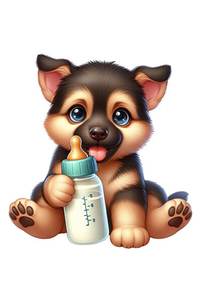 StoryGift Romania Sticker Autocolant 70CM cu un catel curios care tine un bib...