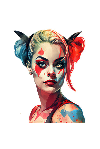 StoryGift Romania Sticker Autocolant 70CM Cu Portet Harley Quinn, Fimle, Alba...