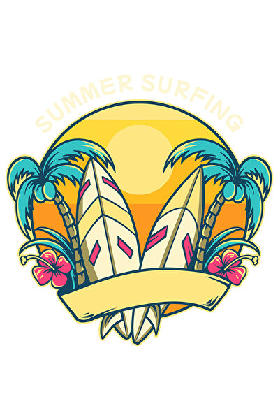 StoryGift Romania Sticker Eticheta 50CM Cu Mesaj In Engleza Summer Surfing, S...