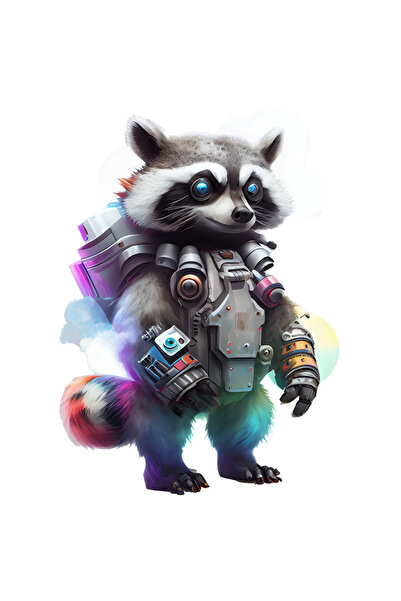 StoryGift Romania Sticker Adeziv 90CM Cu Raton, Android, Mutant, Sci-Fi, Soldat, Curcubeu, cu Margini Albe, PVC