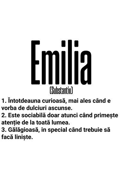 StoryGift Romania Sticker Eticheta 40CM Cu Numele Emilia, si Mesaj Amuzant, C...