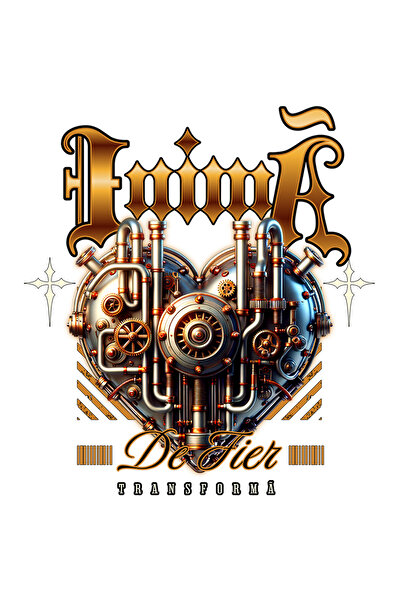 StoryGift Romania Sticker Autocolant 70CM Adeziv inimă de fier. mecanica transformă iubire cu Margini Albe, PVC