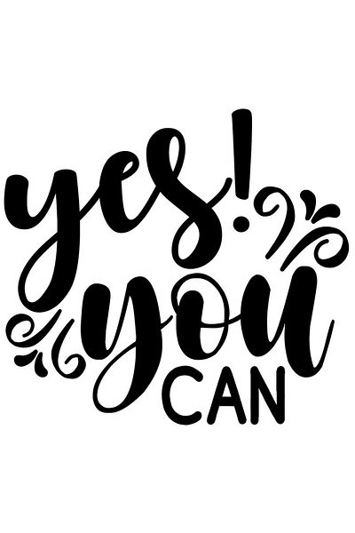 StoryGift Romania Sticker Eticheta 50CM Exterior cu mesaj motivational "Yes! You can" - da tu poti , Vinyl Negru