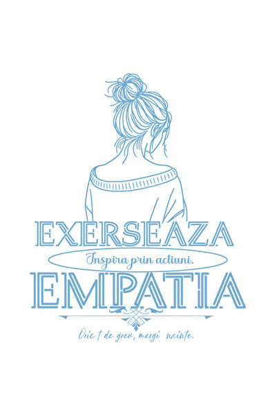 StoryGift Romania Sticker Autocolant 70CM Exerseaza Empatia - Inspira prin Actiuni cu Margini Albe, PVC Vinyl 70 cm