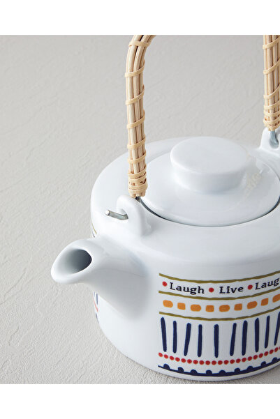 English Home Wordy Porcelain Teapot 850 ml White - Navy Blue