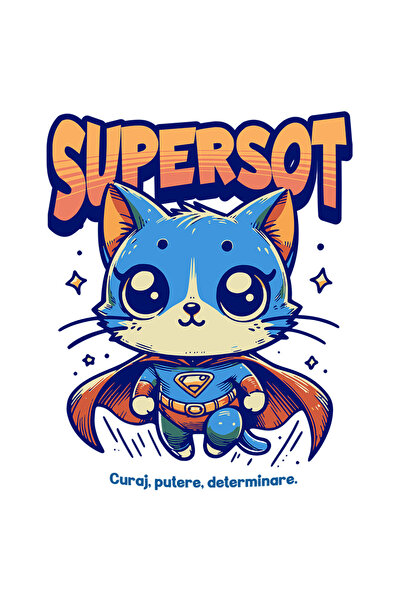 StoryGift Romania Sticker Adeziv 90CM Super Sot, SuperErou, Pisica Zburand cu...