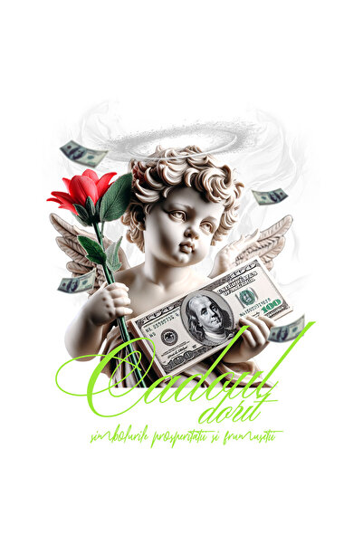 StoryGift Romania Sticker Eticheta 40CM Inger cu Floare si Dolari Americani -...