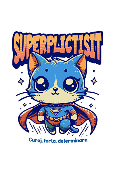 StoryGift Romania Sticker Adeziv 90CM Super Plictisit, SuperErou, Pisica Zbur...