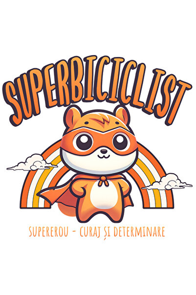 StoryGift Romania Sticker Autocolant 70CM Super Biciclist SuperErou, Curaj si...