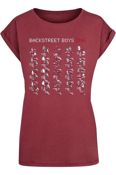 Merchcode Damen Ladies Backstreet Boys - Dna Album Red Extended Shoulder Tee