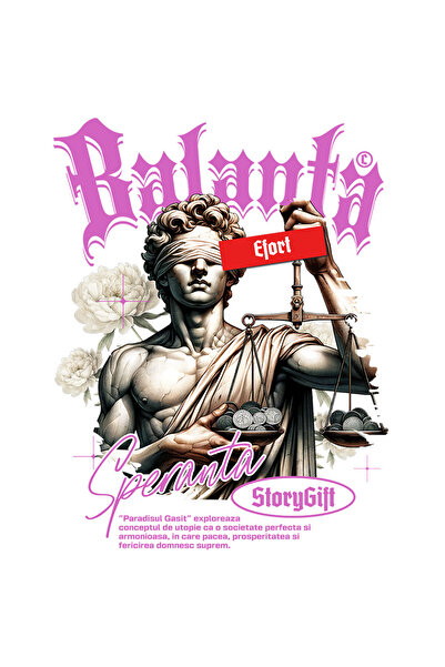 StoryGift Romania Sticker Autocolant 70CM Paradisul Gasit - Balanta, Efort, Speranta cu Margini Albe, PVC Vinyl 70 cm