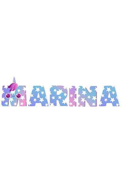 StoryGift Romania Sticker Autocolant 70CM Cu Numele Marina, Unicorn, Printesa...