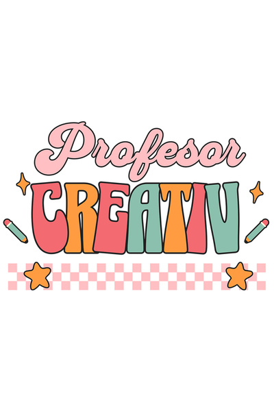 StoryGift Romania Sticker Adeziv 90CM Adeziv Profesor creativ educatie scoala copii cu Margini Albe, PVC Vinyl 90 cm