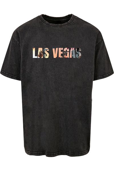 Merchcode Herren Las Vegas X Acid Washed Heavy Oversize Tee