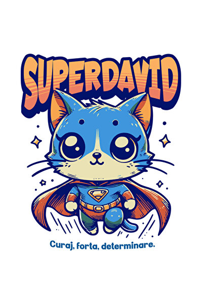 StoryGift Romania Sticker Adeziv 90CM Super David, SuperErou, Pisica Zburand ...