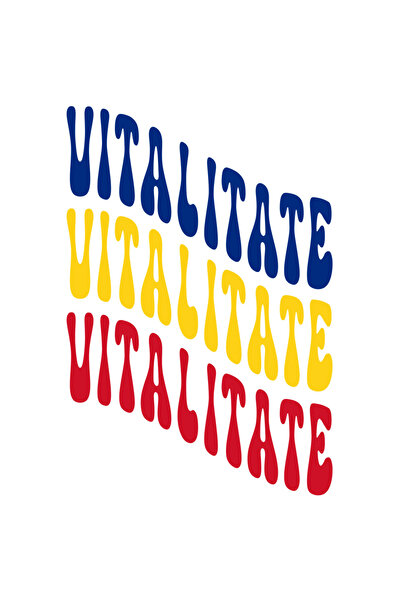 StoryGift Romania Sticker Adeziv 90CM Cuvantul Vitalitate, in Culorile Steagului Romaniei, Rosu, Galben, Albastr