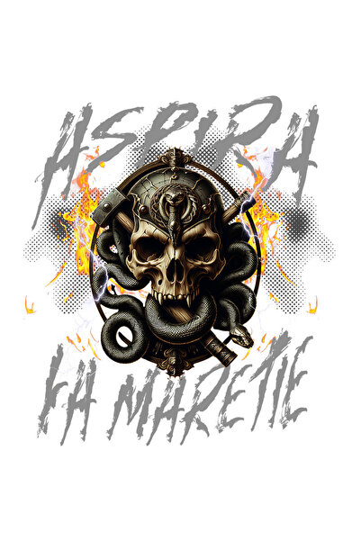 StoryGift Romania Sticker Eticheta 50CM Aspira La Maretie - Craniu si Sarpe c...