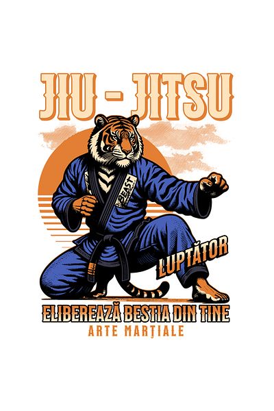 StoryGift Romania Sticker Label 50CM Adhesive Tiger jiu-jitsu martial arts. Release the beast with White Borders